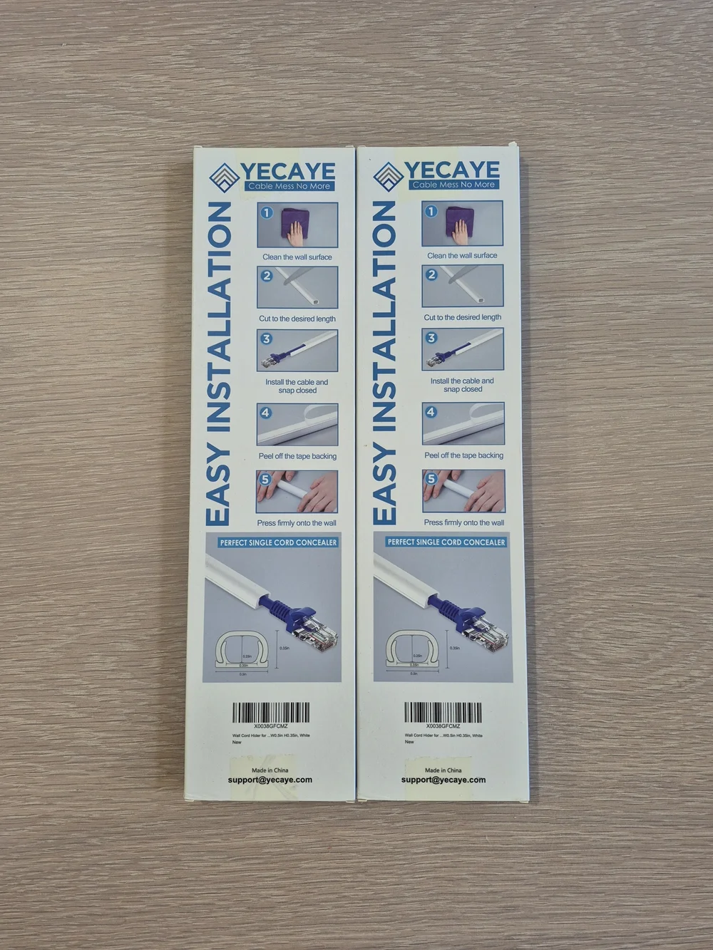 Yecaye White Cable Management Channel, 128x0.5x0.31in, 2-Pack